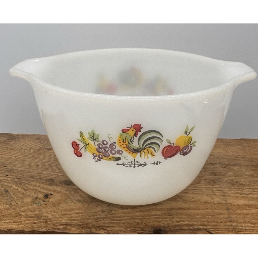 Mixing Bowl 1950s Anchor Hocking Fire King Chanticleer Rooster 6"D 3.75"T VTG